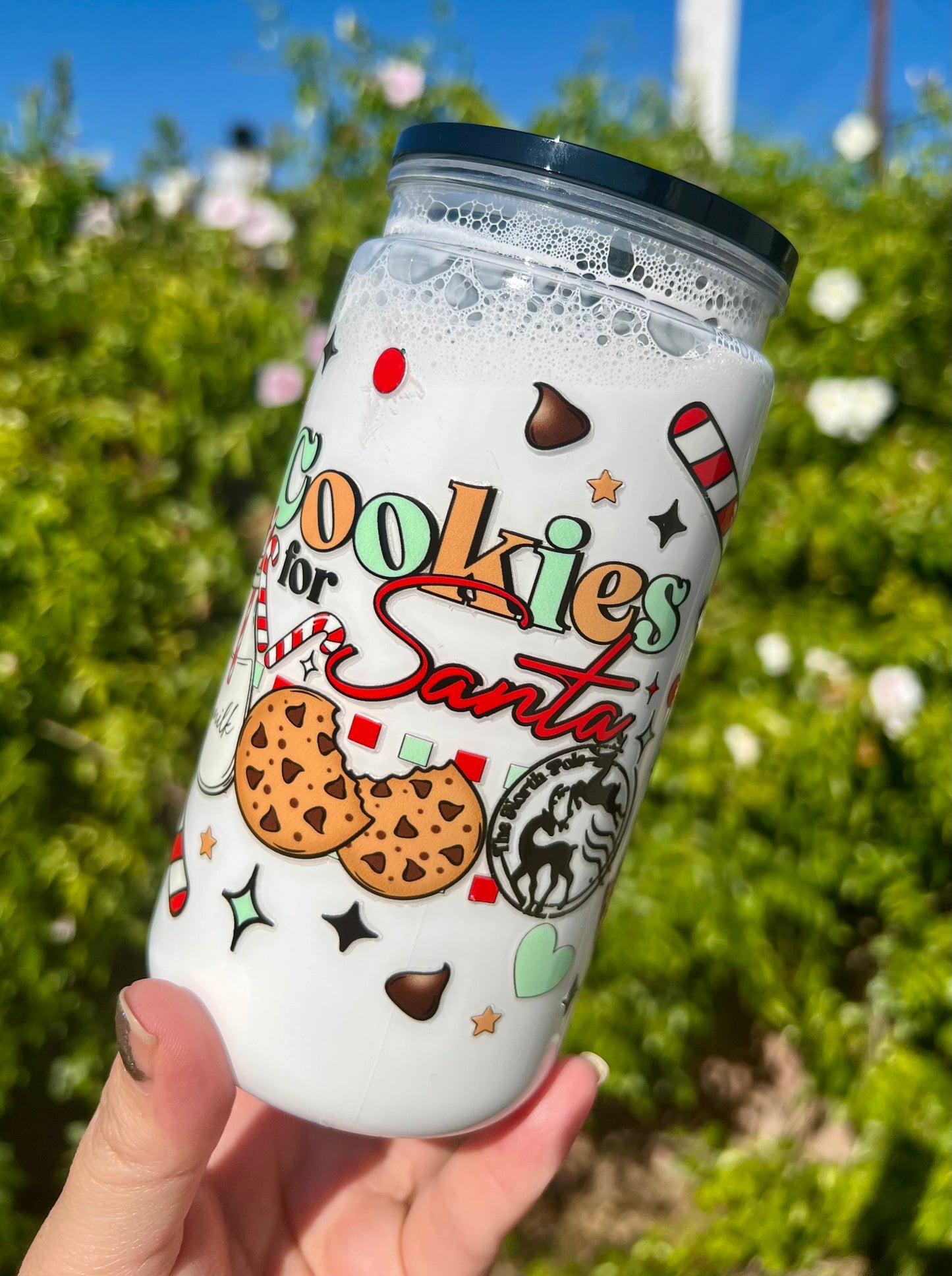 16 oz Acrylic Snow Globe Milk and Cookies for Santa Tumbler