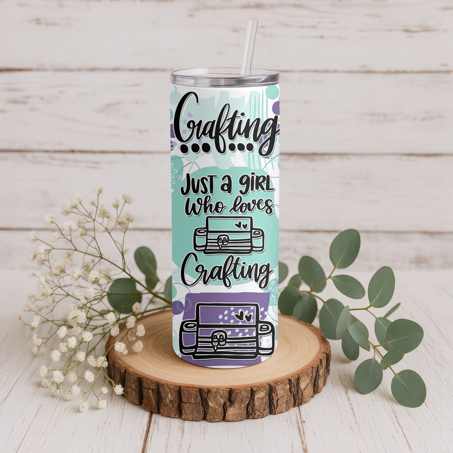Just a Girl Who Loves Crafting 20 oz. Skinny Tumbler