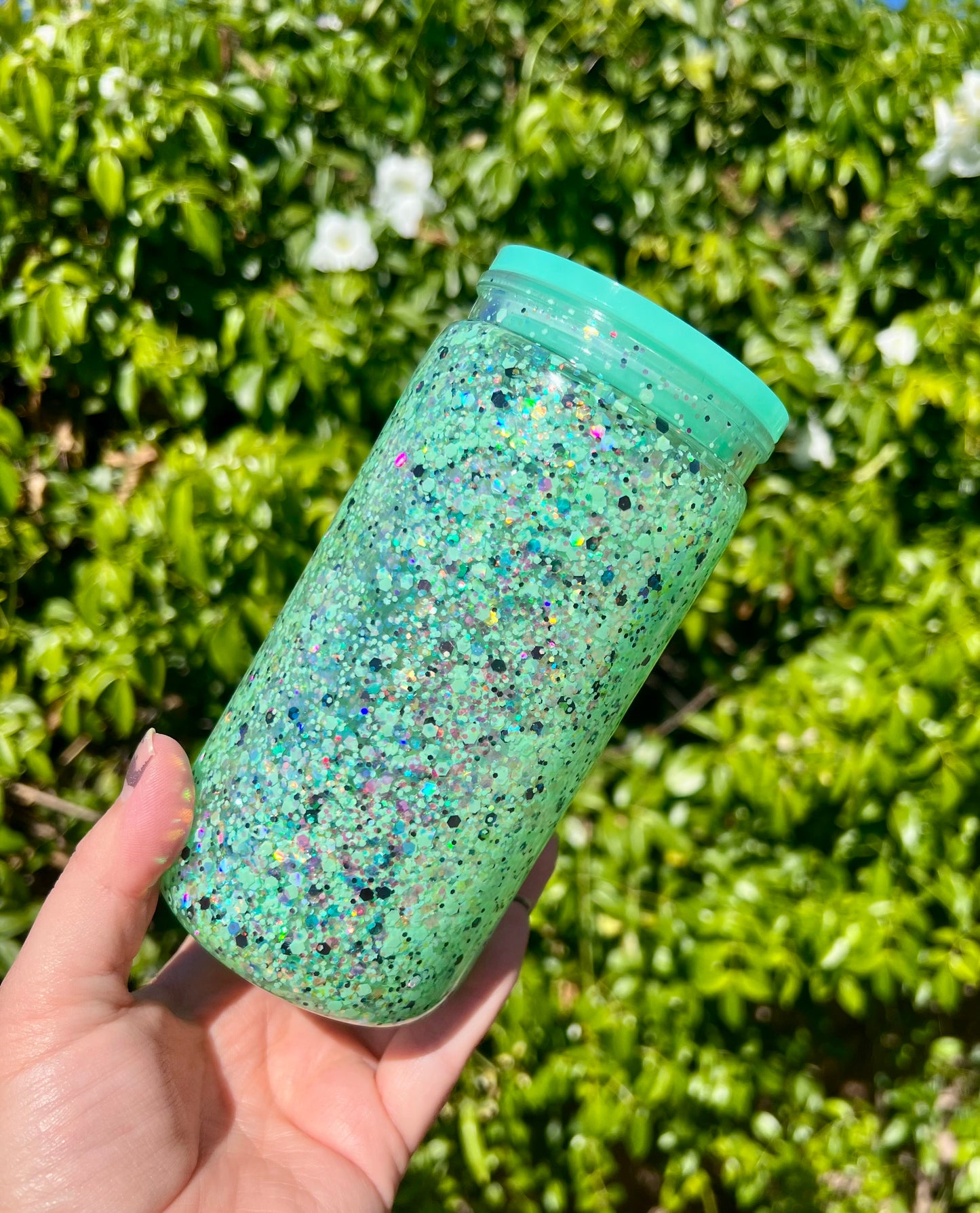 16 oz Acrylic Snow Globe Alani Glitter Tumbler