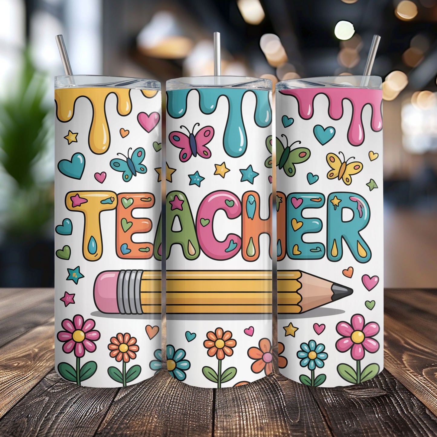 Floral Teacher 20 oz. Skinny Tumbler