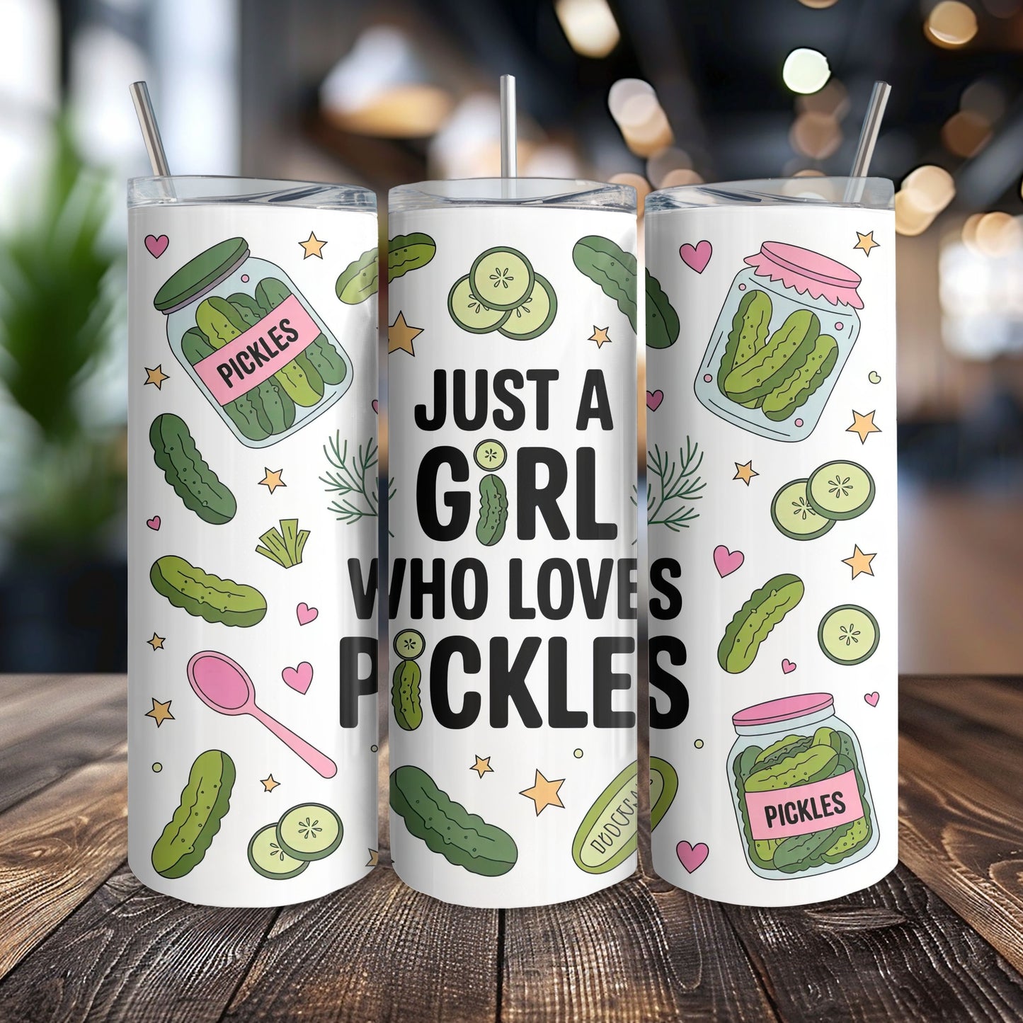 Just a Girl who loves pickles 20 oz. Skinny Tumbler