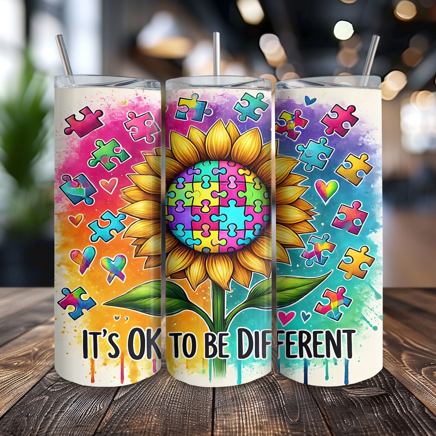 Sunflower Autism Awareness 20 oz. Skinny Tumbler