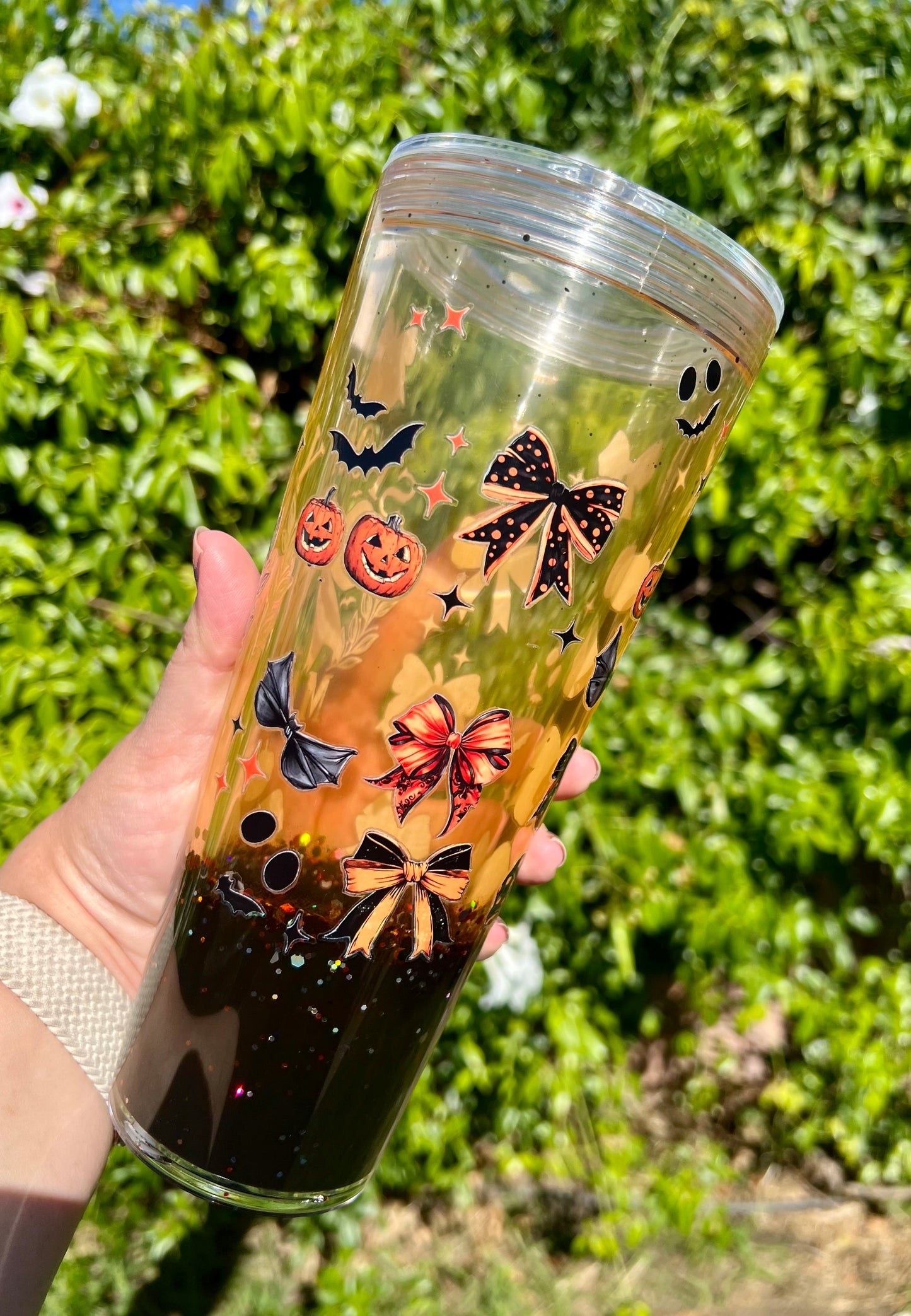 24 oz Acrylic Lava Snow Globe Spooky Mama Tumbler