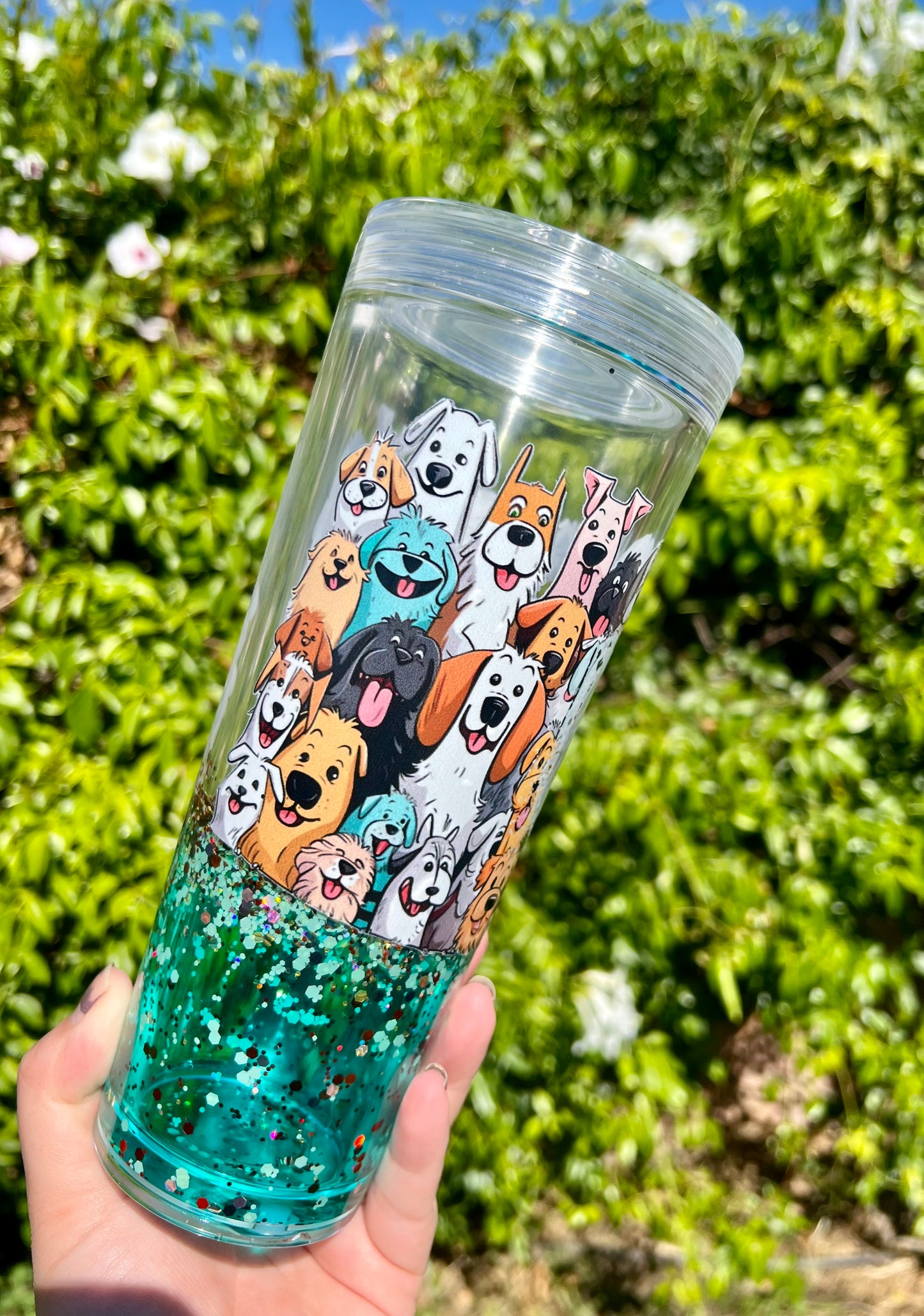 24 oz Acrylic Lava Snow Globe "Life is Better with Dogs" Glitter Tumbler