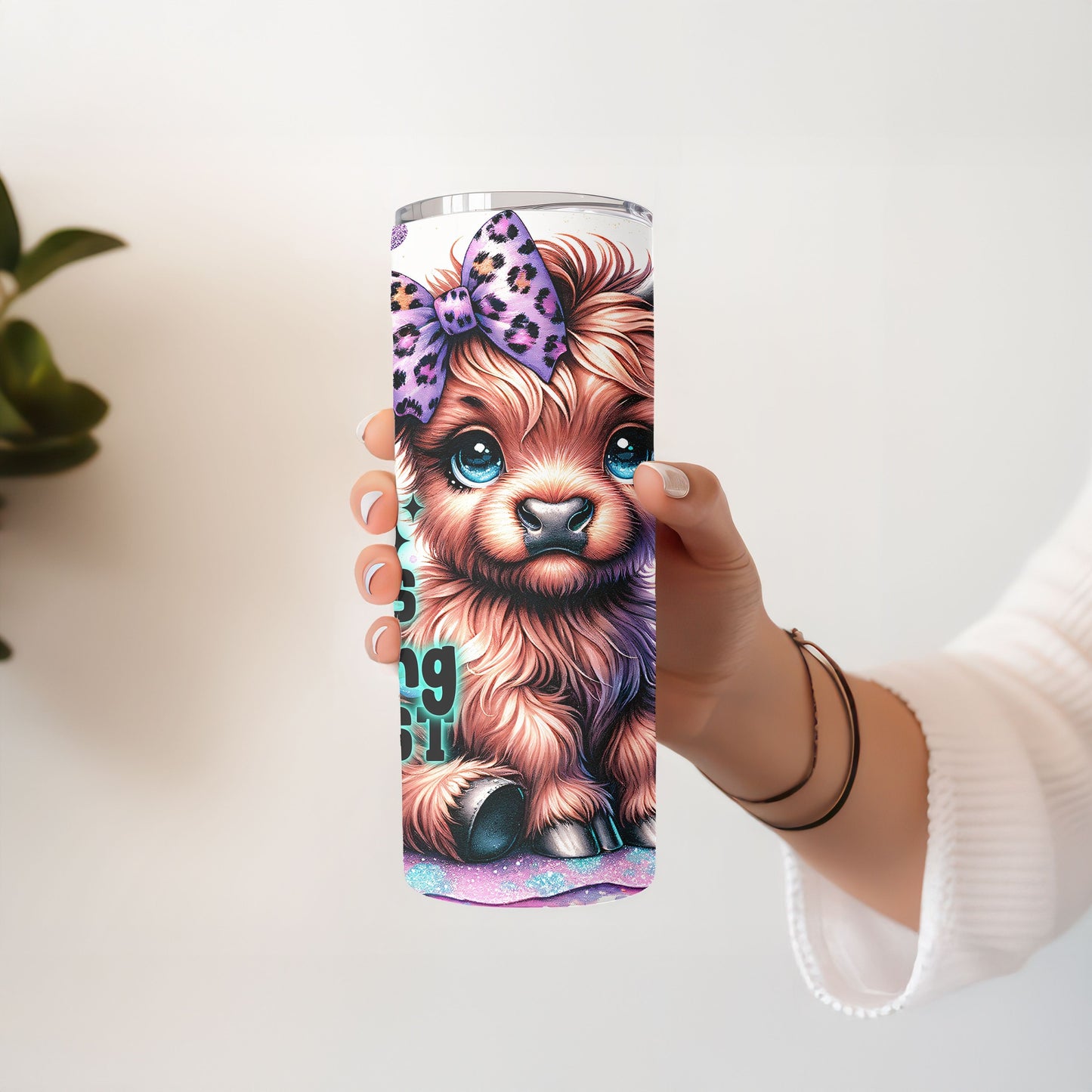 Bit of a Mess Highland Cow 20 oz. Skinny Tumbler