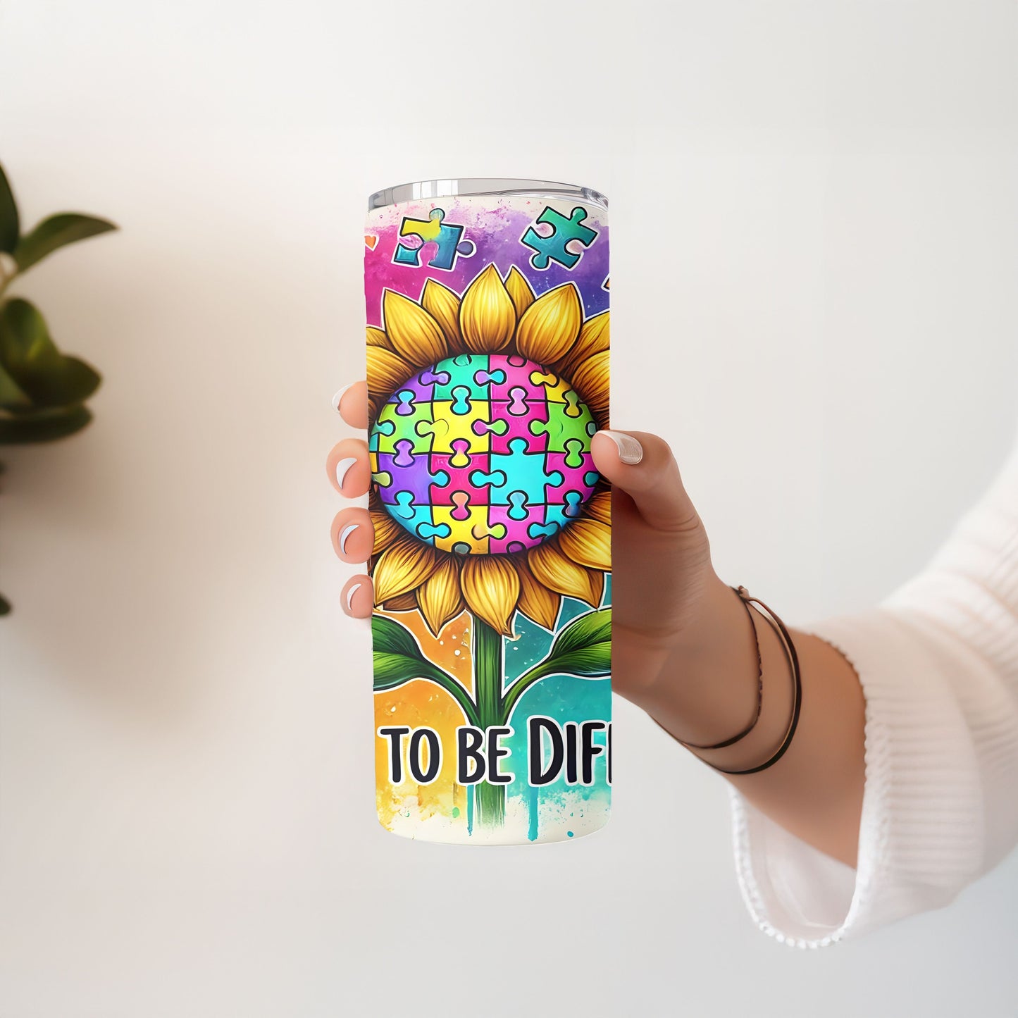 Sunflower Autism Awareness 20 oz. Skinny Tumbler