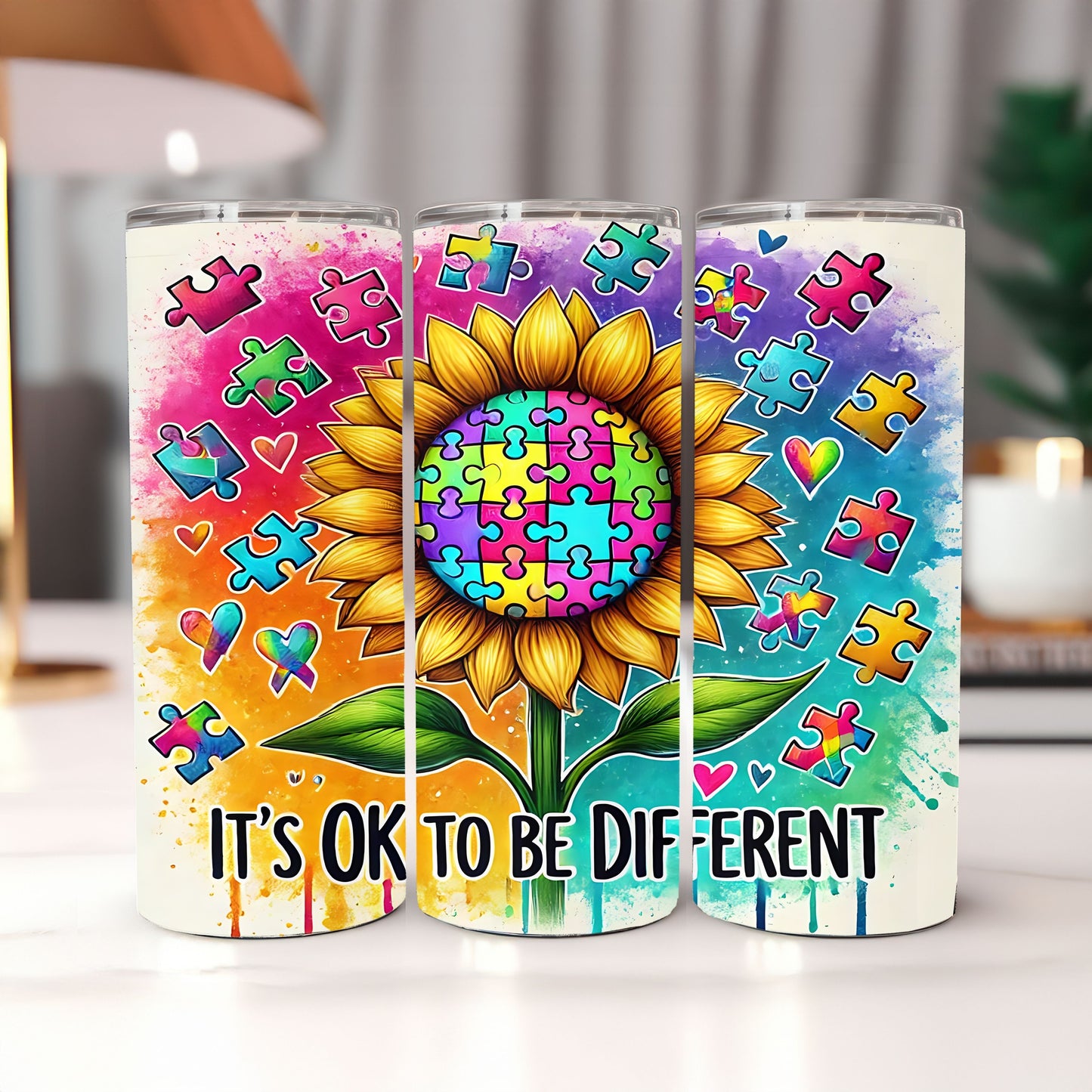 Sunflower Autism Awareness 20 oz. Skinny Tumbler