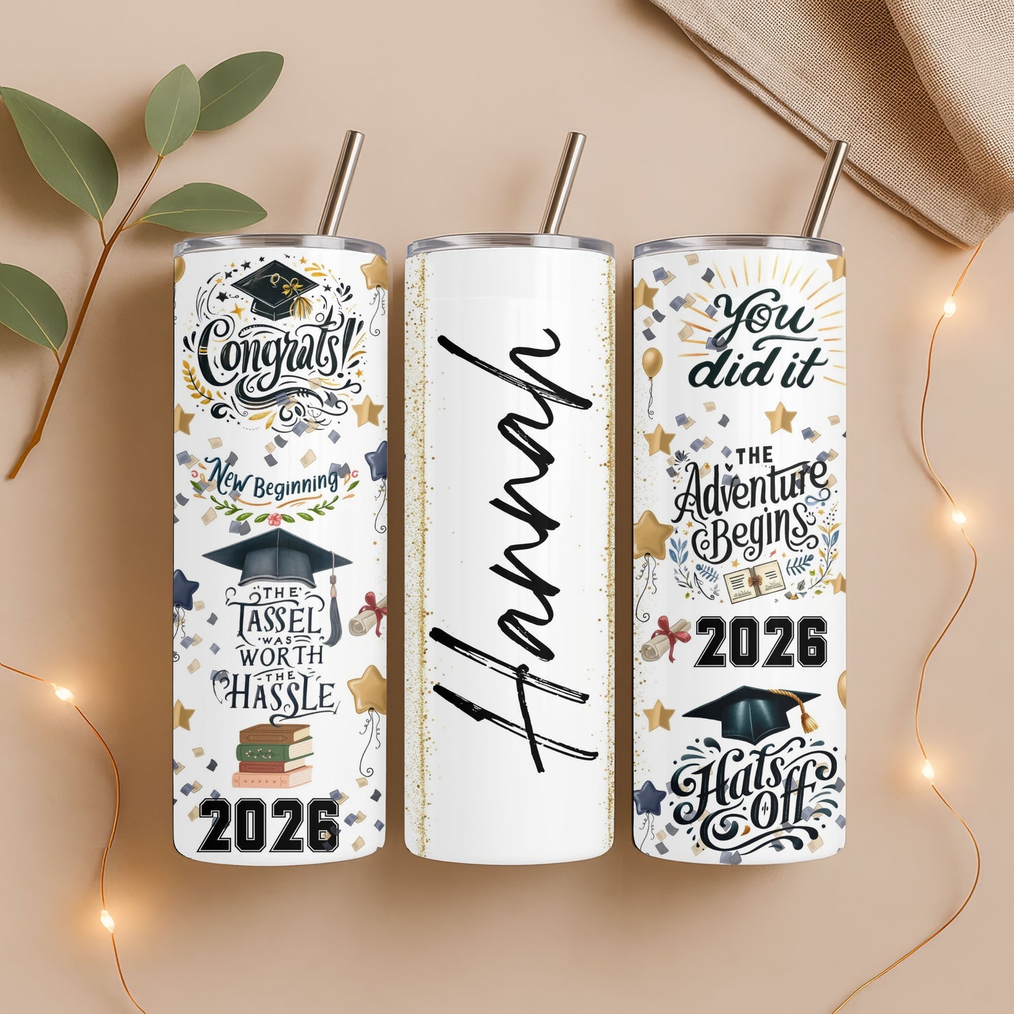 Personalized Grad gift, You did it 2026 Graduation 20 oz Skinny Tumbler