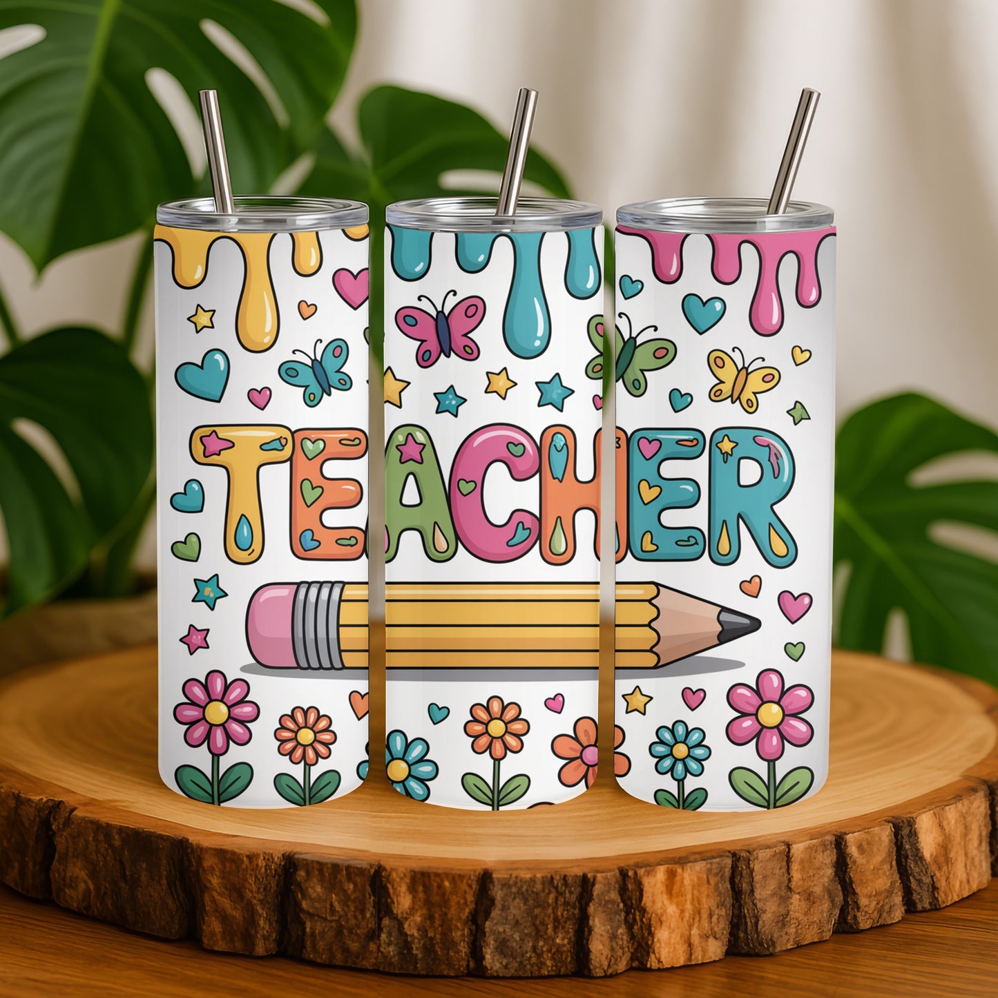 Floral Teacher 20 oz. Skinny Tumbler