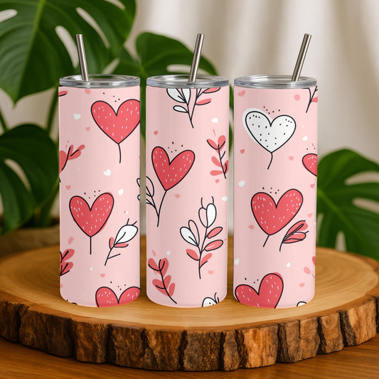 Whimsical Hearts 20 oz. Skinny Tumbler