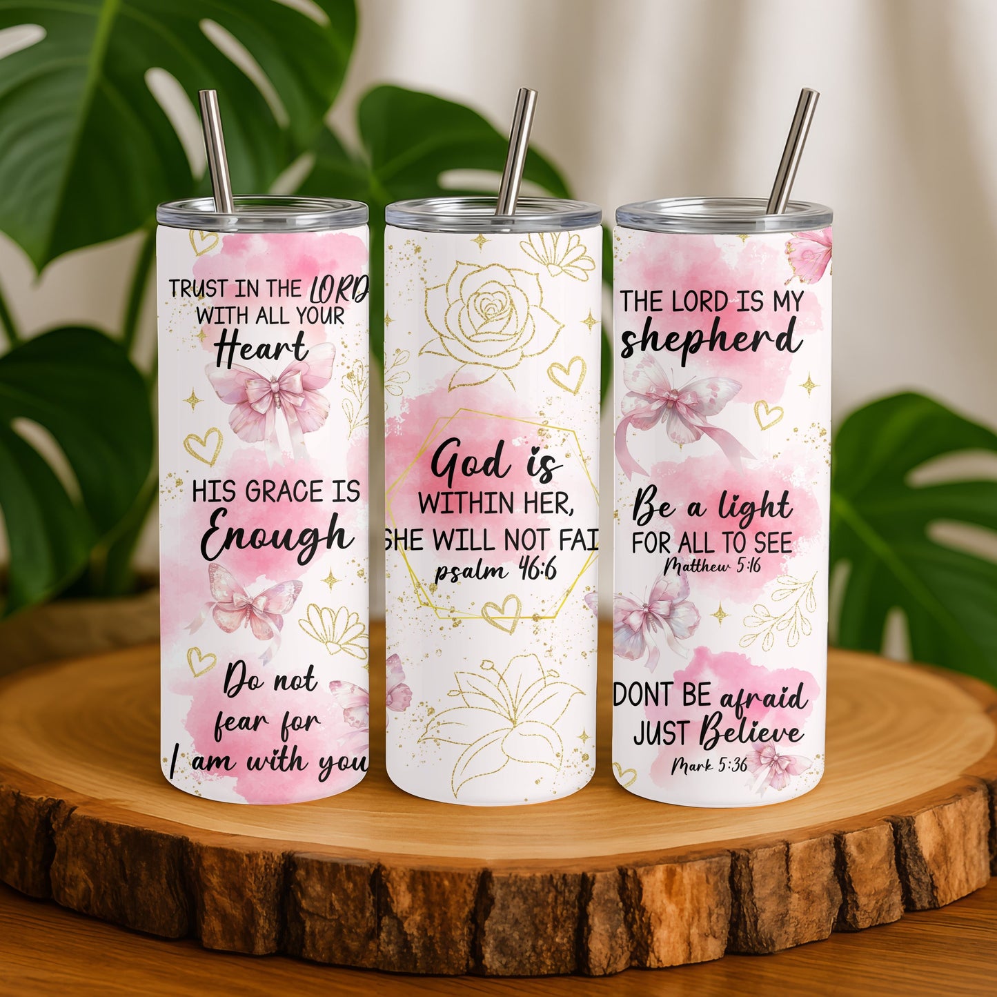 Faith Bible Verse 20 oz. Skinny Tumbler