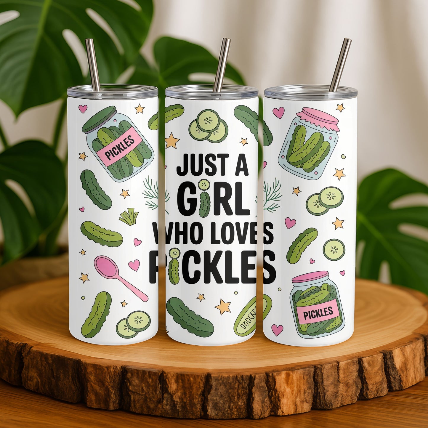 Just a Girl who loves pickles 20 oz. Skinny Tumbler