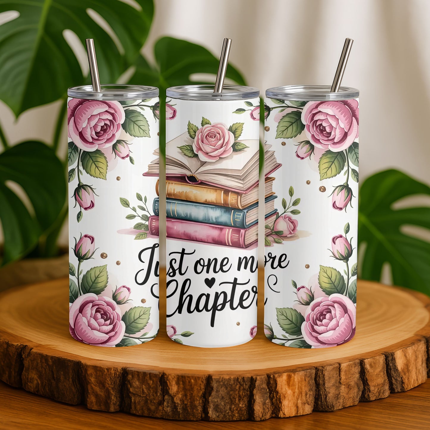 Just One More Chapter Book Lovers  20 oz. Skinny Tumbler