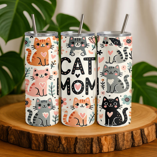 Cat Mom 20 oz. Skinny Tumbler