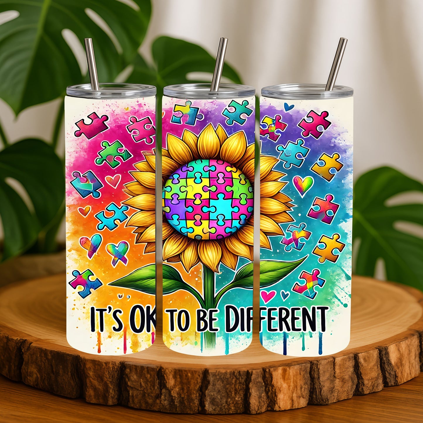 Sunflower Autism Awareness 20 oz. Skinny Tumbler