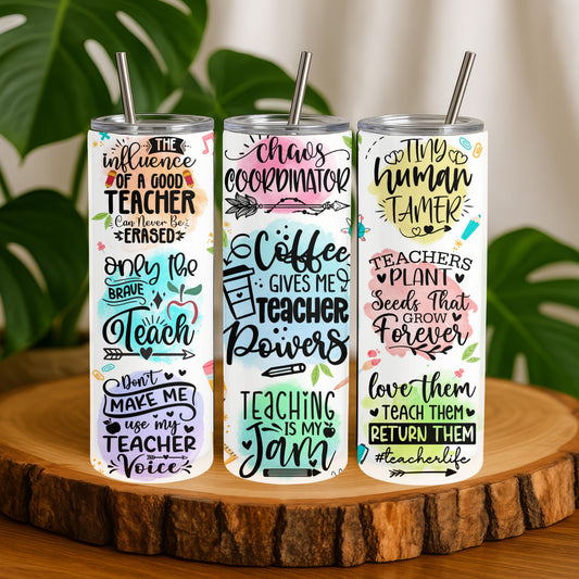 Teacher Powers  20 oz. Skinny Tumbler