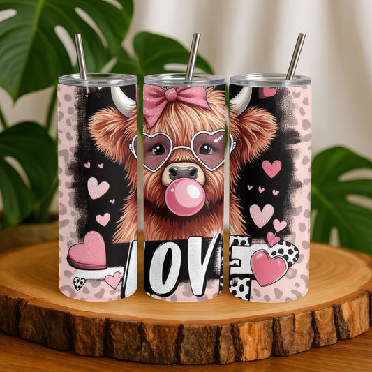 Highland Cow Love 20 oz. Skinny Tumbler