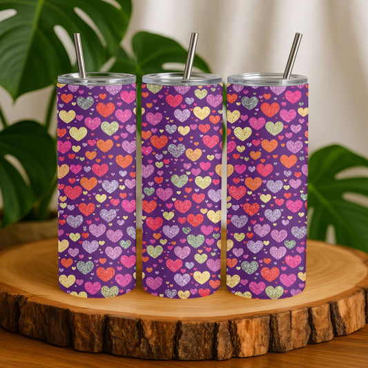 Glitter Hearts 20 oz. Skinny Tumbler