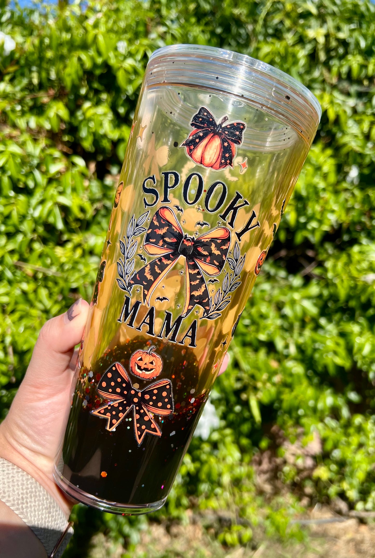 24 oz Acrylic Lava Snow Globe Spooky Mama Tumbler