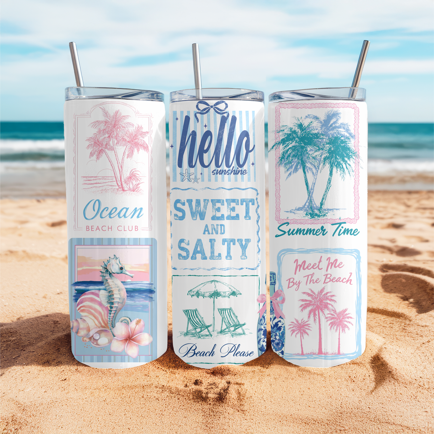 Costal Beach, Hello Sunshine 20 oz, Skinny Tumbler