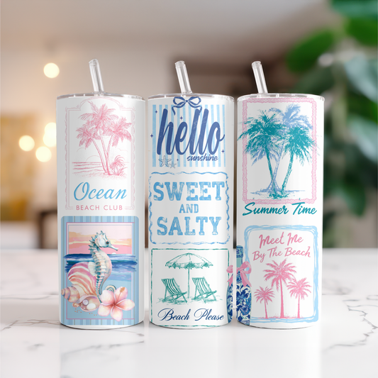 Costal Beach, Hello Sunshine 20 oz, Skinny Tumbler