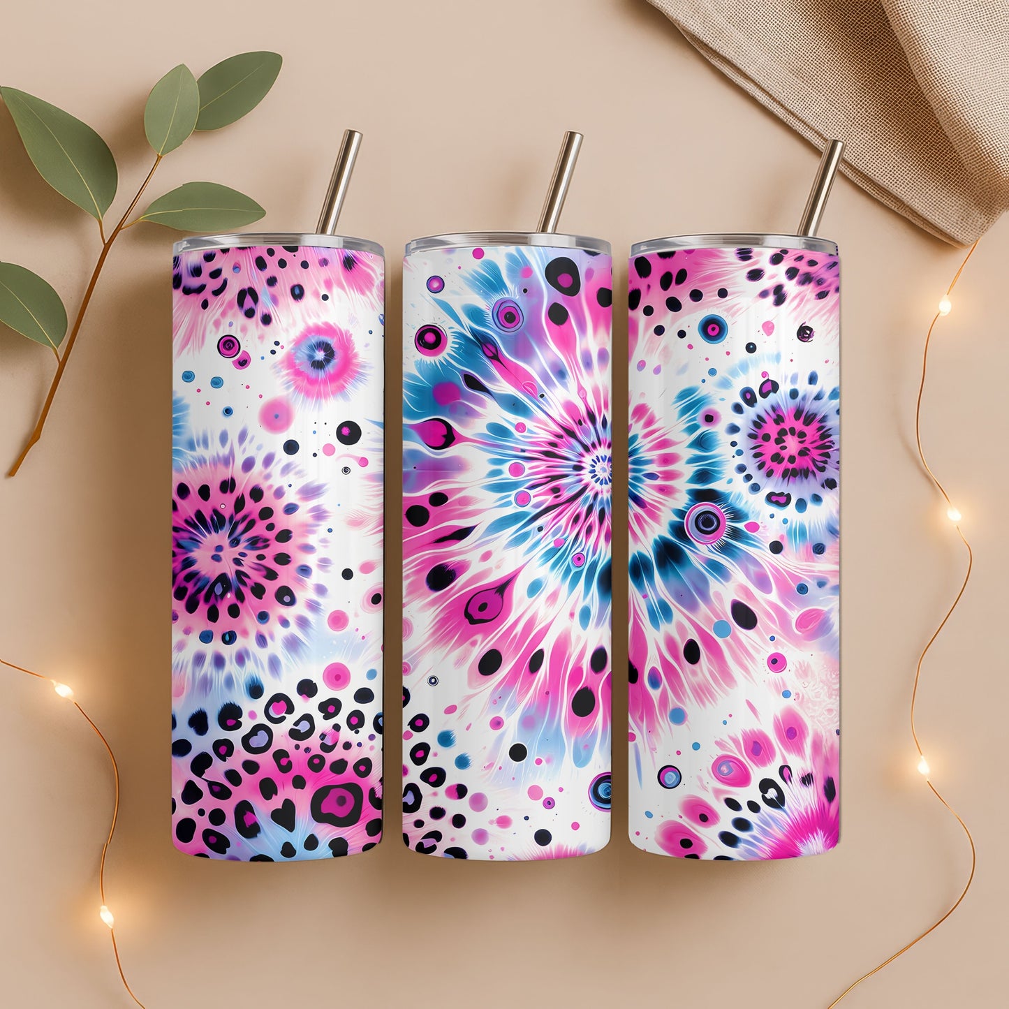 Pink Tie Dye 20 oz. Skinny Tumbler