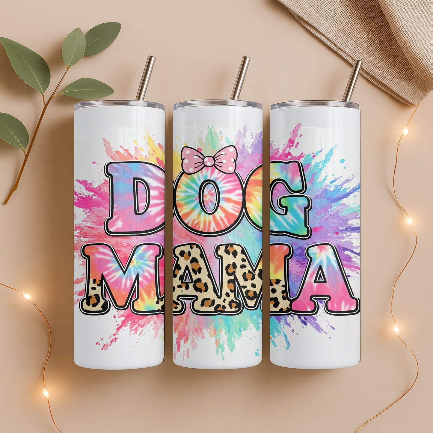 Dog Mama Tie Dye  20 oz. Skinny Tumbler