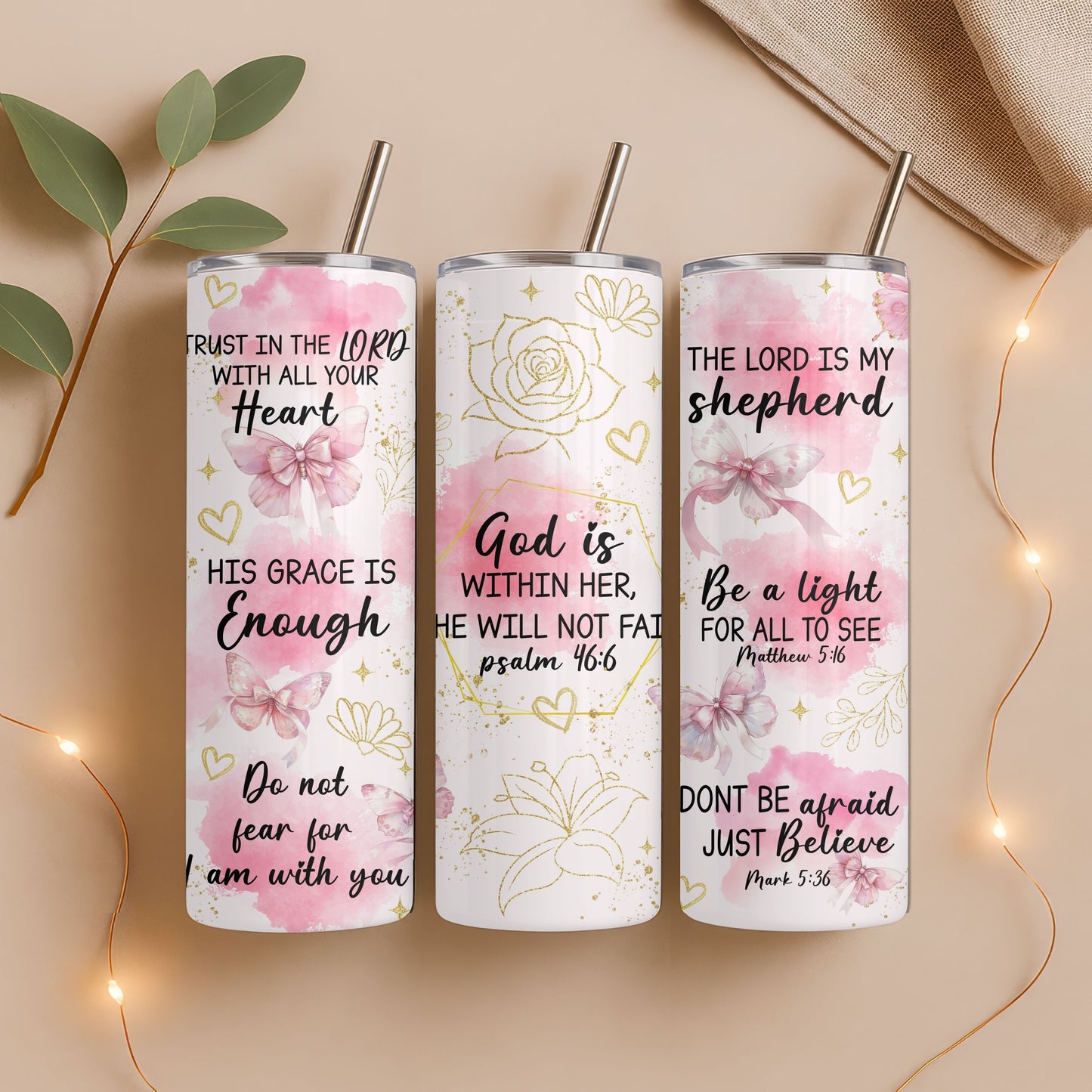 Faith Bible Verse 20 oz. Skinny Tumbler