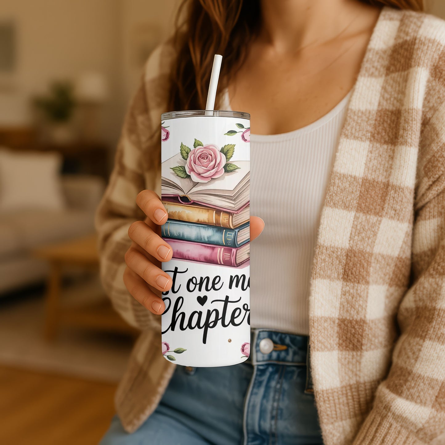 Just One More Chapter Book Lovers  20 oz. Skinny Tumbler