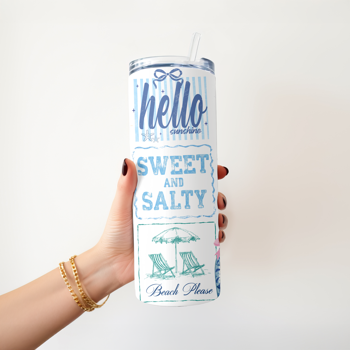 Costal Beach, Hello Sunshine 20 oz, Skinny Tumbler