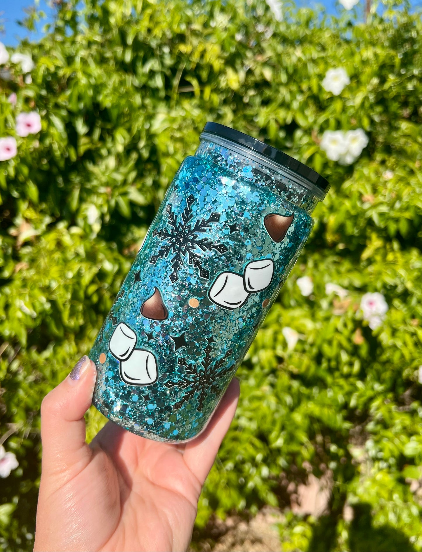 16 oz Acrylic Snow Globe Tumbler Cute Snowman