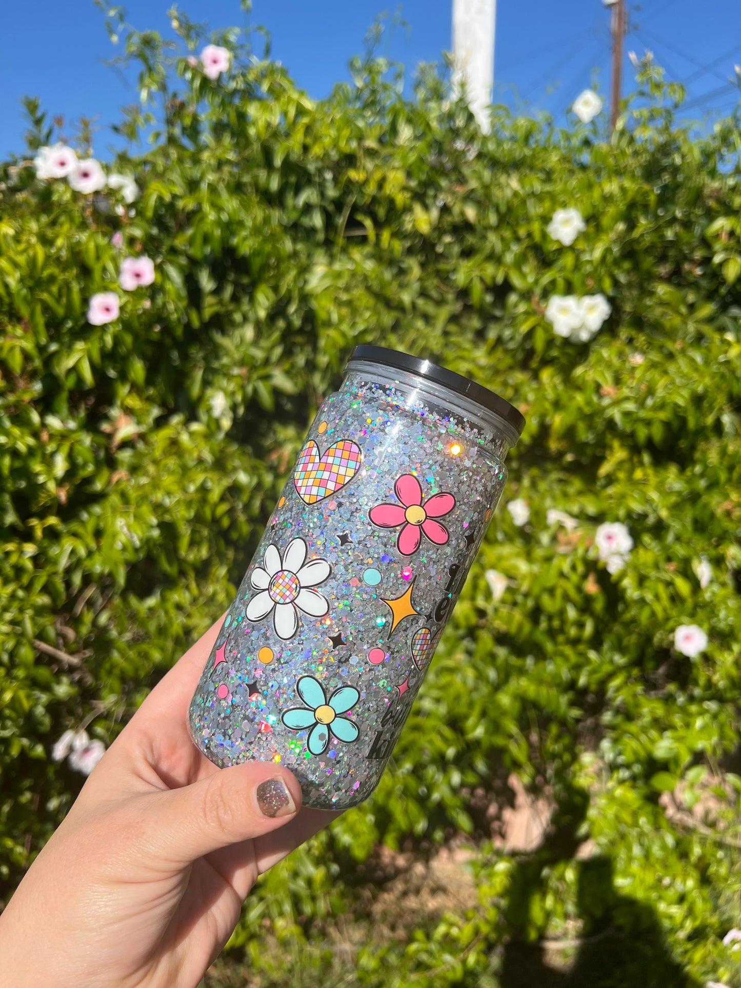 16 oz Acrylic Snow Globe "I Hate Everyone but Coffee" Glitter Tumbler