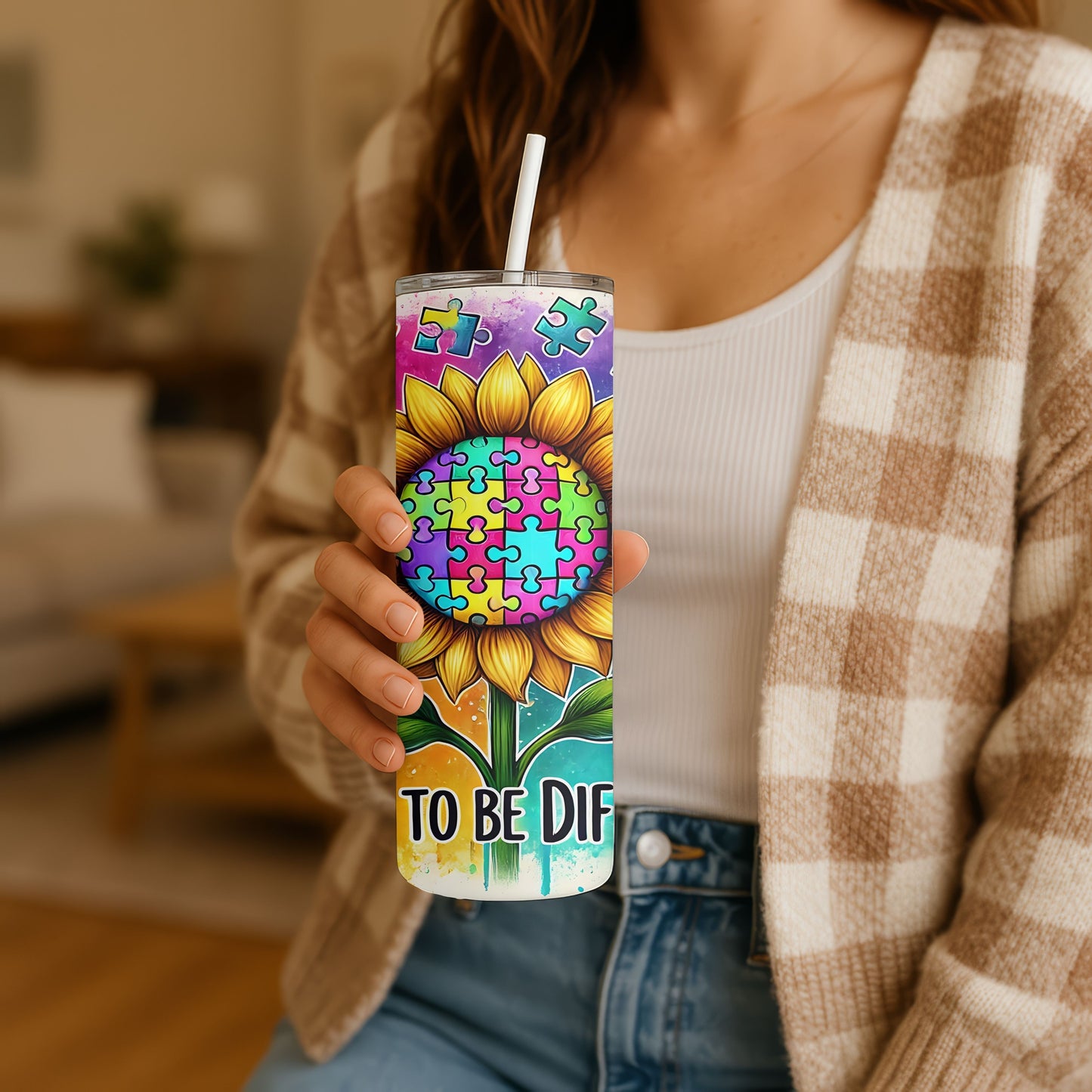 Sunflower Autism Awareness 20 oz. Skinny Tumbler