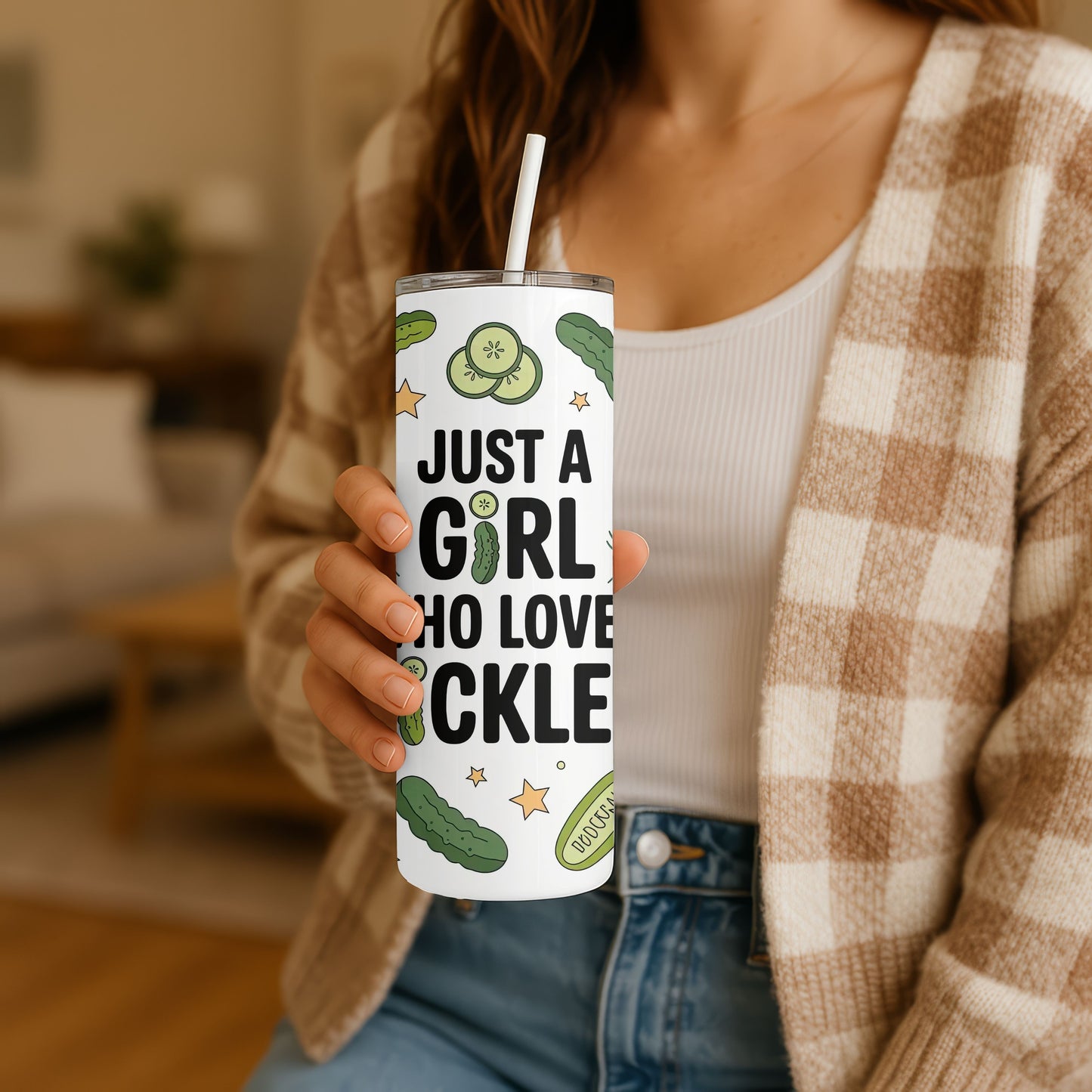 Just a Girl who loves pickles 20 oz. Skinny Tumbler
