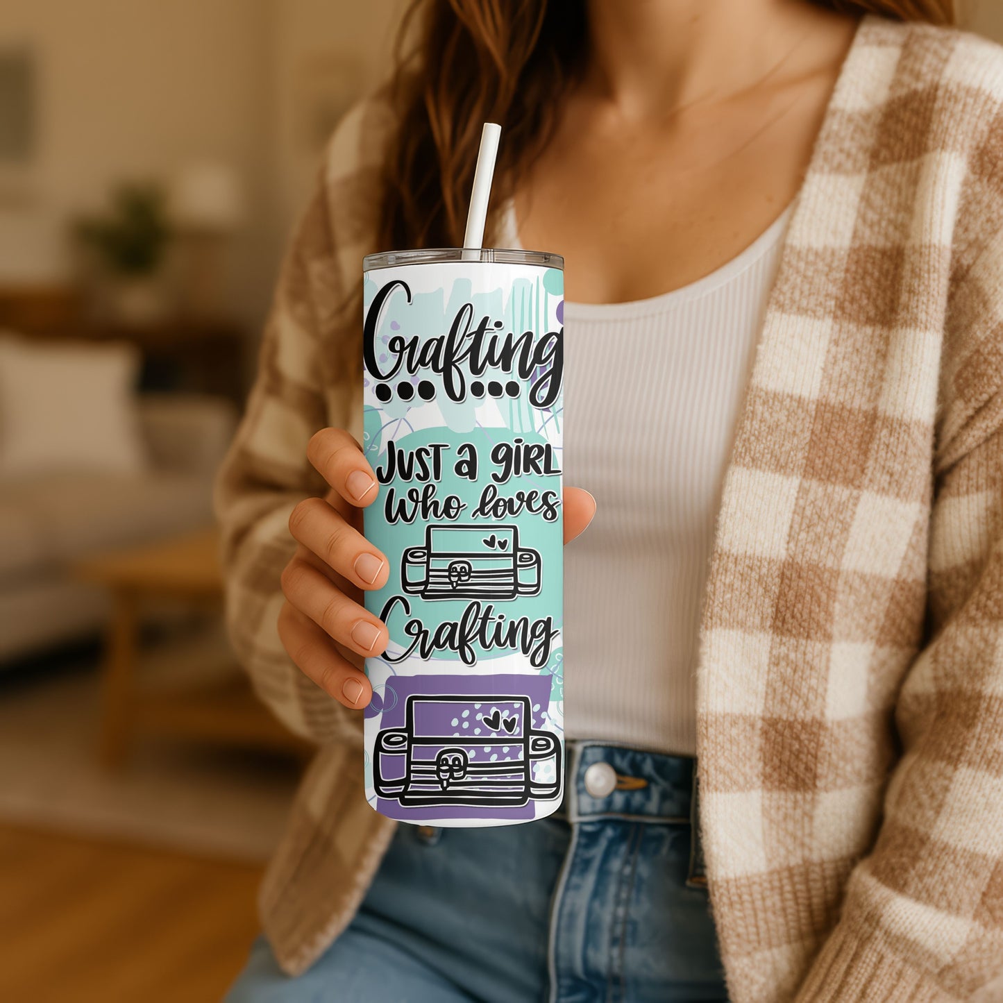 Just a Girl Who Loves Crafting 20 oz. Skinny Tumbler