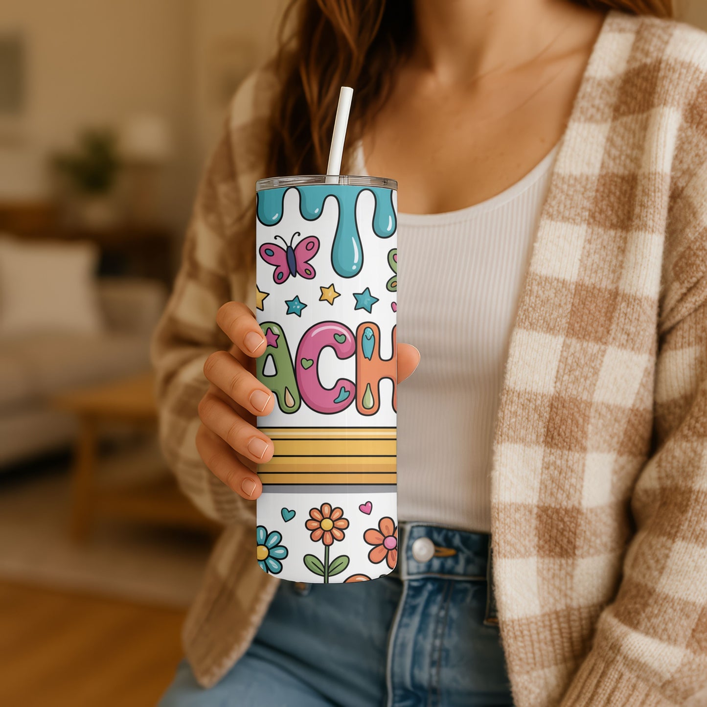 Floral Teacher 20 oz. Skinny Tumbler