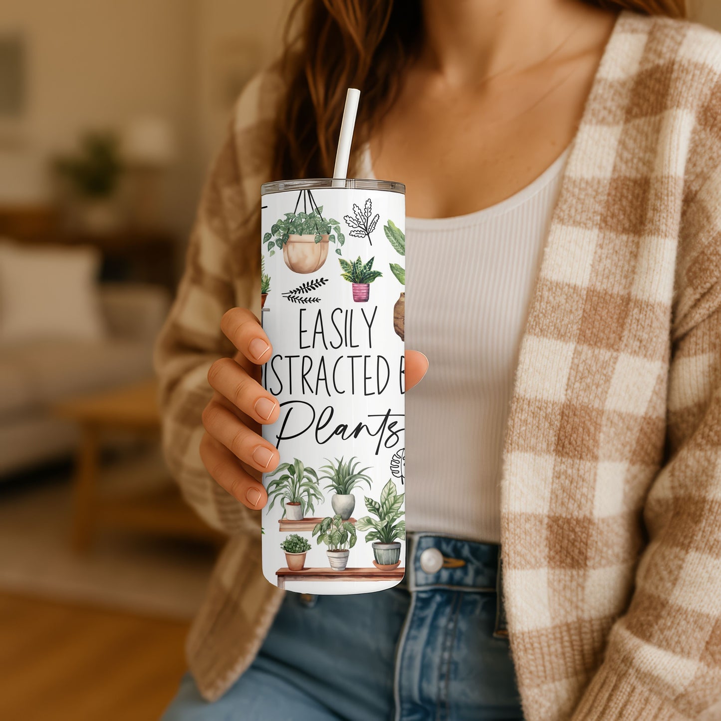 Easily Distracted by Plants 20 oz. Skinny Tumbler