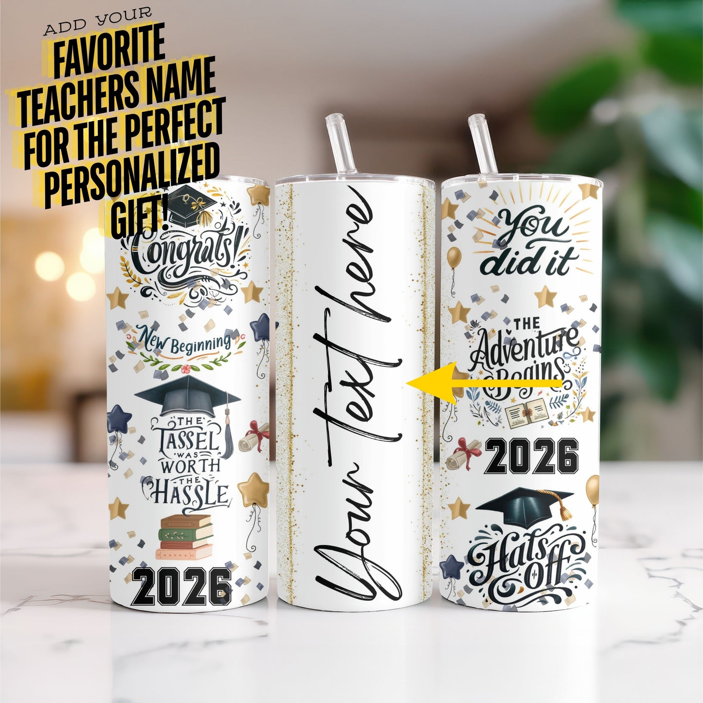 Personalized Grad gift, You did it 2026 Graduation 20 oz Skinny Tumbler
