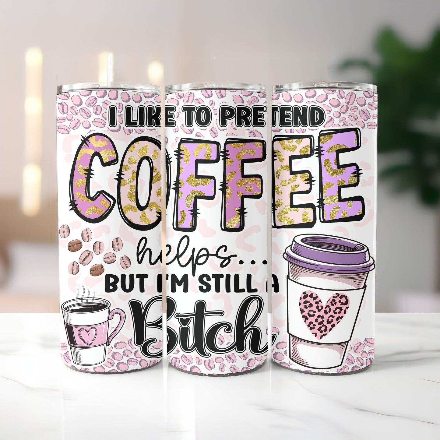 Pretend Coffee Helps 20 oz. Skinny Tumbler