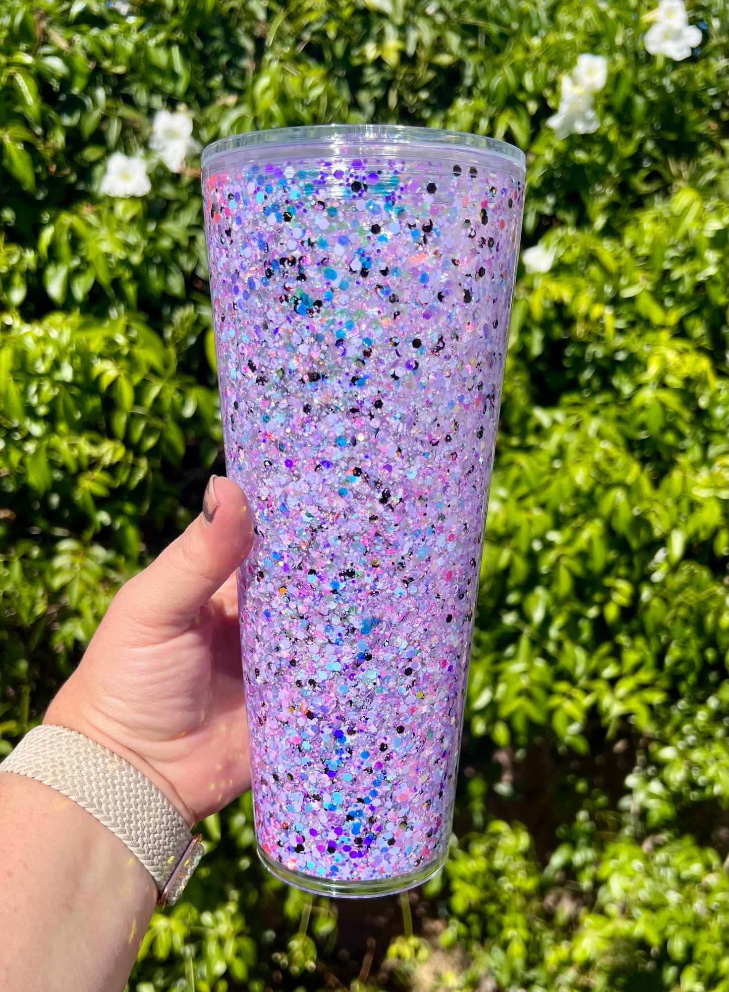 24 oz Acrylic Snow Globe Customer Glitter Mix Tumbler