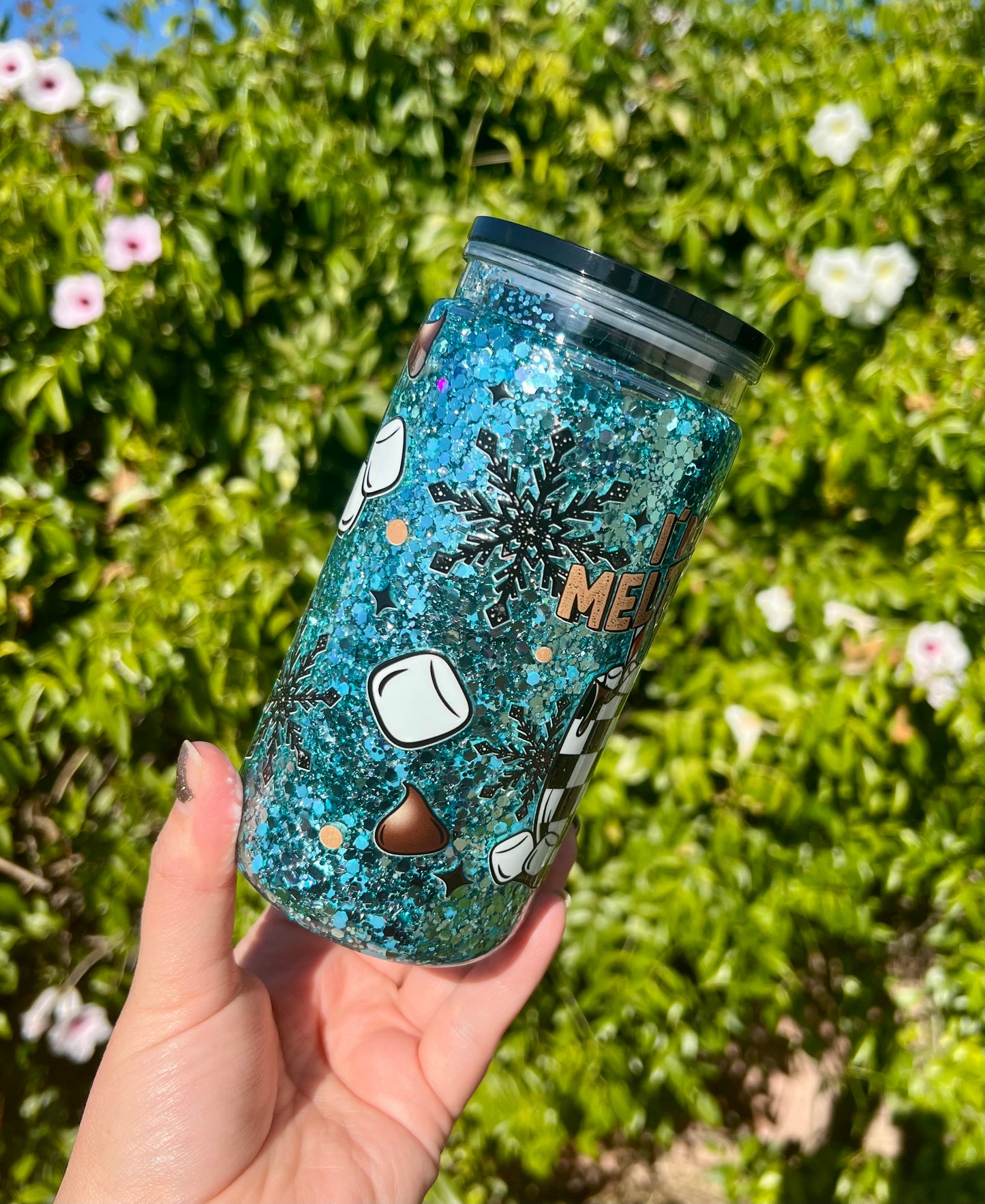 16 oz Acrylic Snow Globe Tumbler Cute Snowman