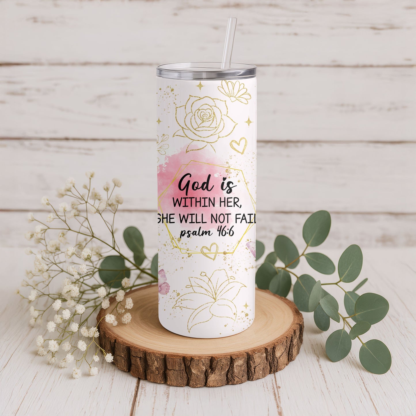 Faith Bible Verse 20 oz. Skinny Tumbler