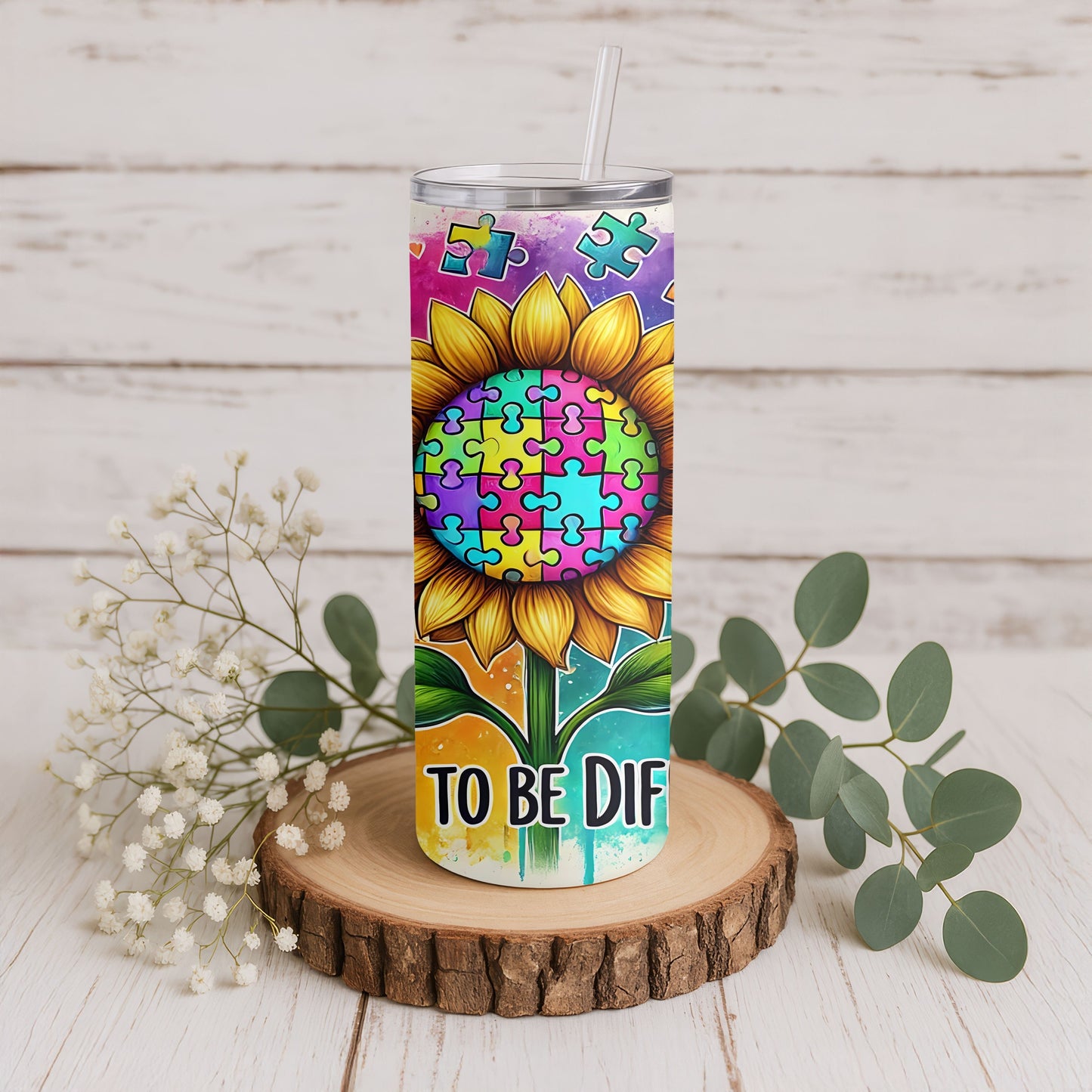 Sunflower Autism Awareness 20 oz. Skinny Tumbler