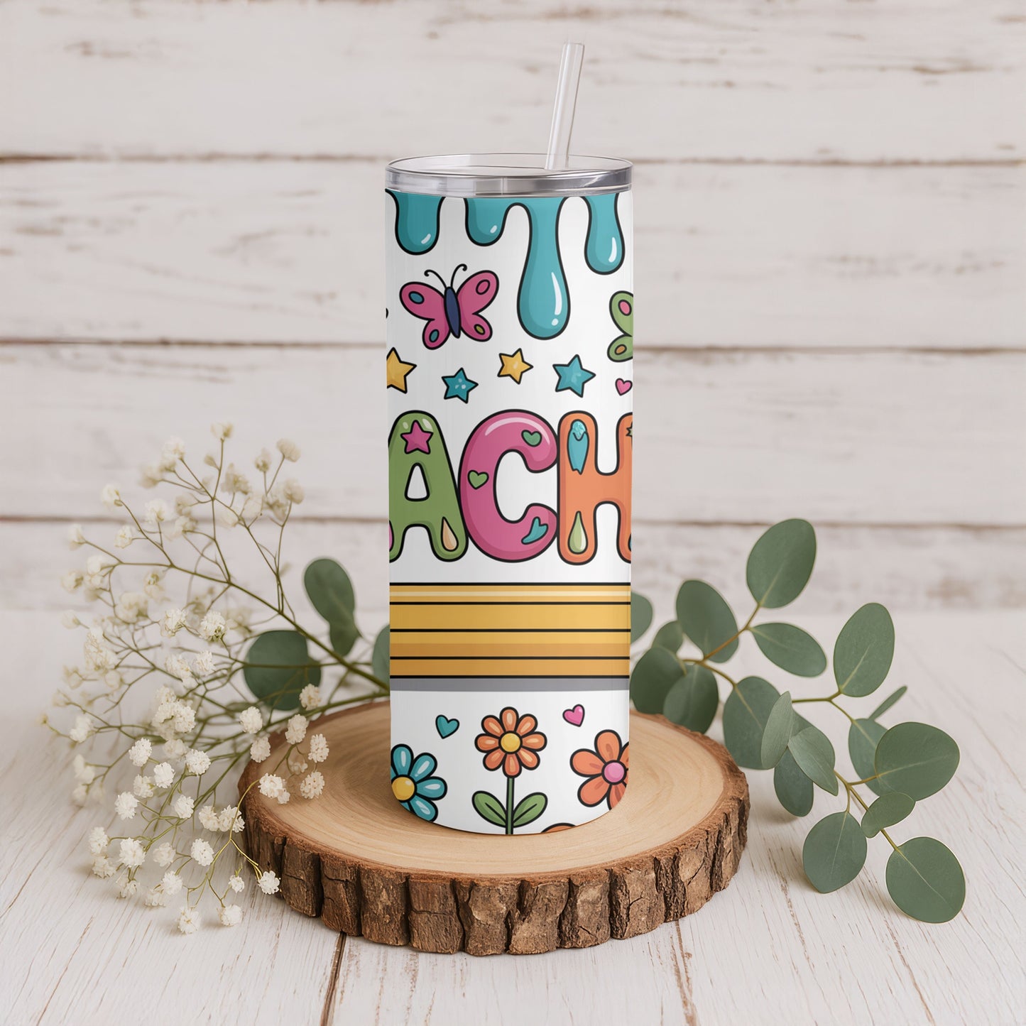 Floral Teacher 20 oz. Skinny Tumbler