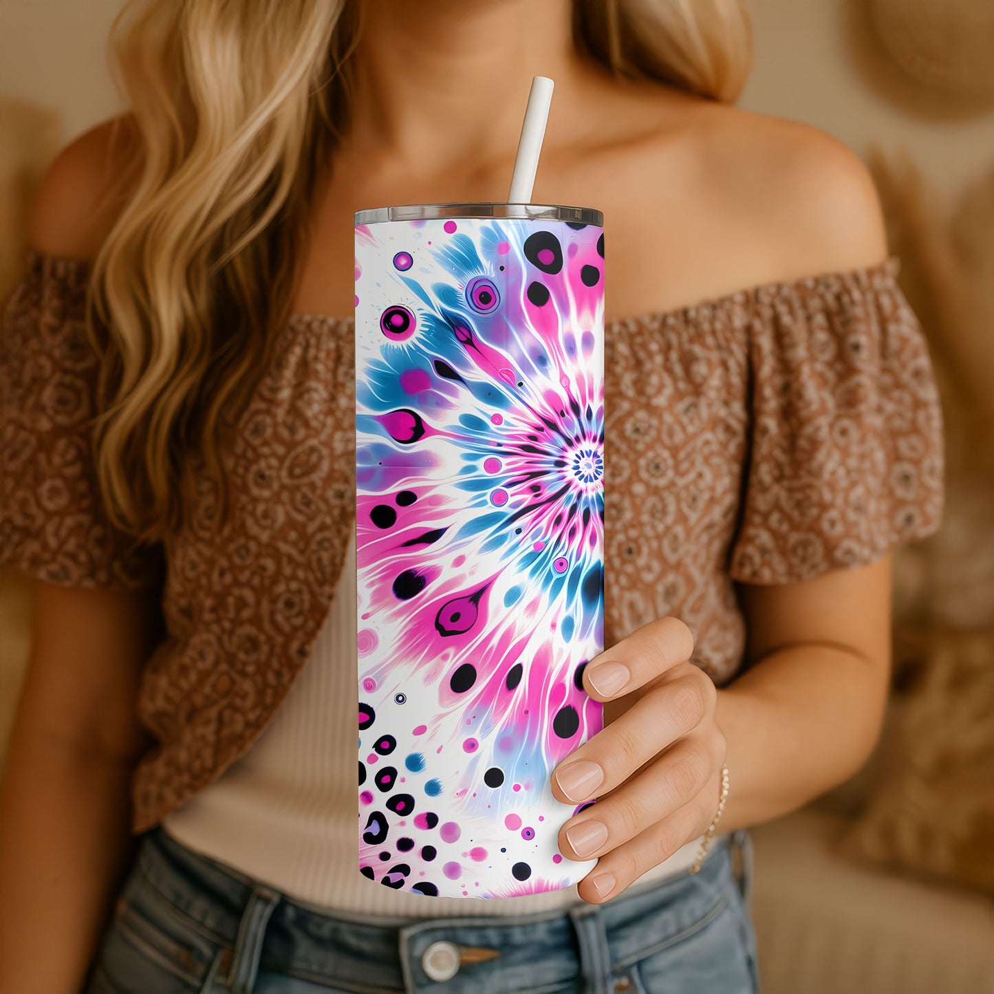 Pink Tie Dye 20 oz. Skinny Tumbler