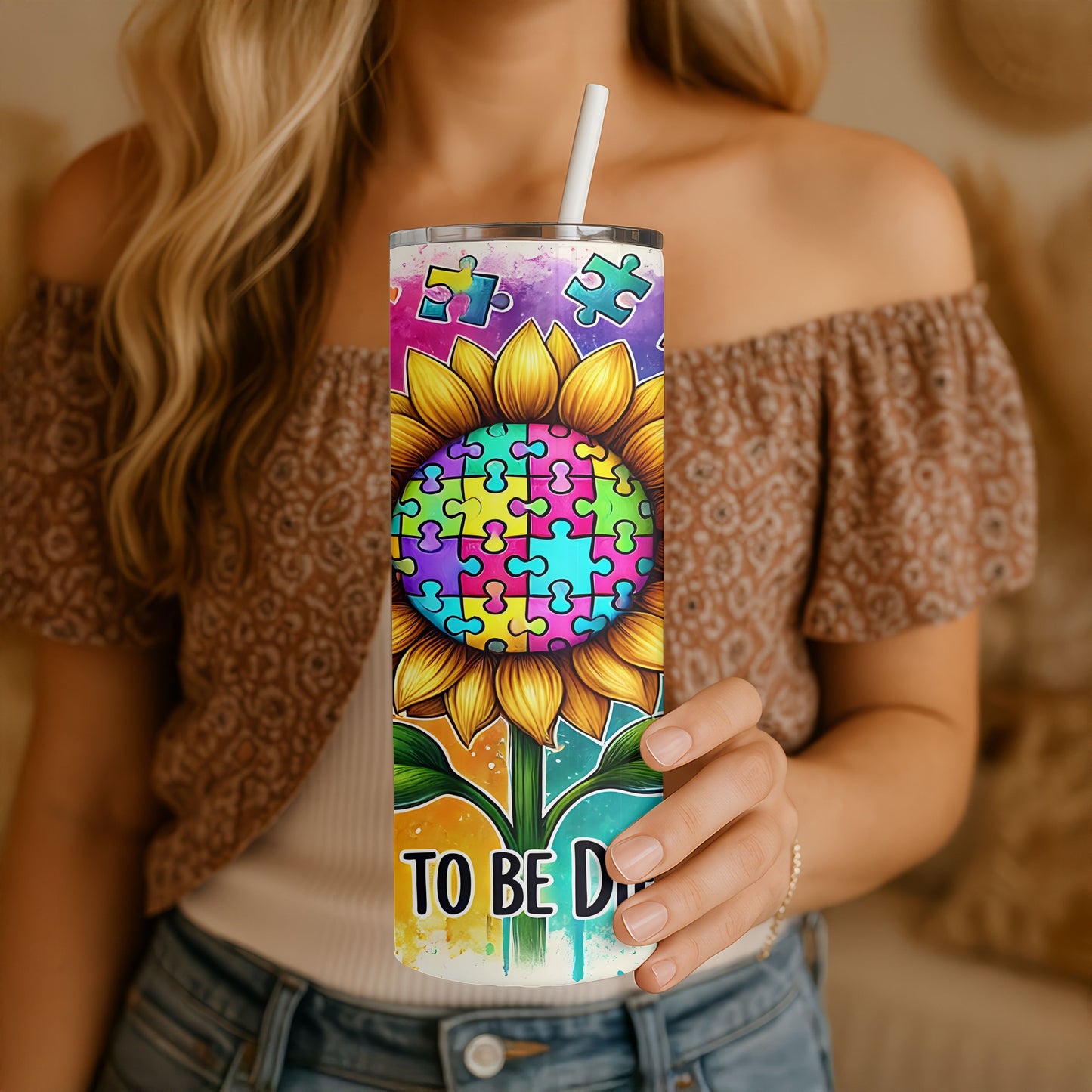 Sunflower Autism Awareness 20 oz. Skinny Tumbler