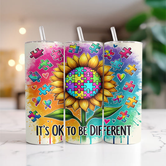Sunflower Autism Awareness 20 oz. Skinny Tumbler