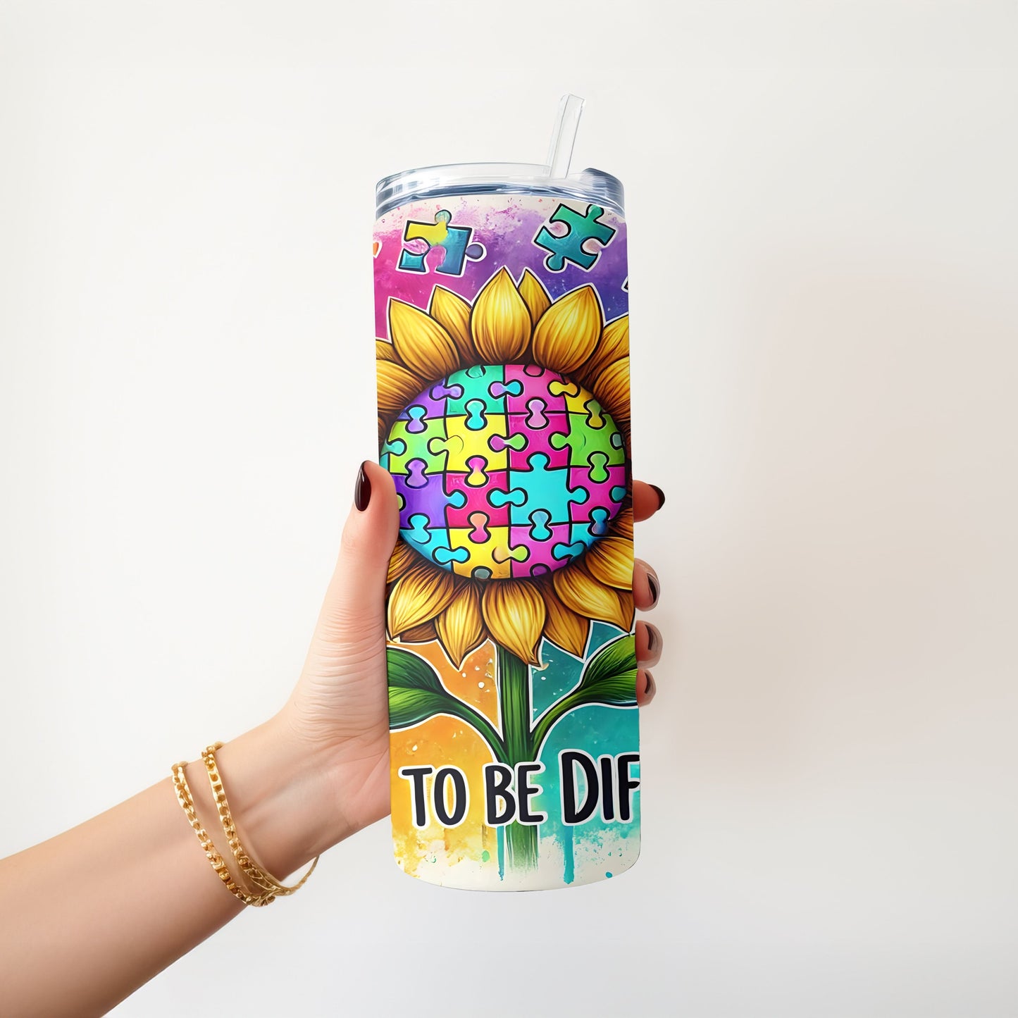 Sunflower Autism Awareness 20 oz. Skinny Tumbler