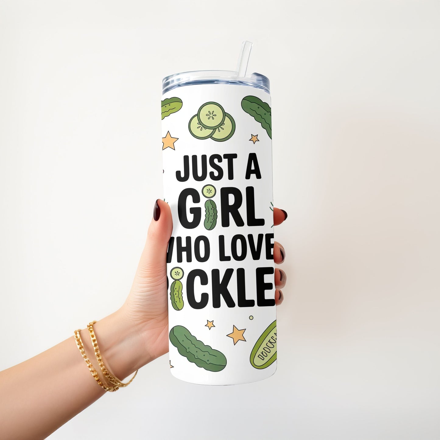 Just a Girl who loves pickles 20 oz. Skinny Tumbler