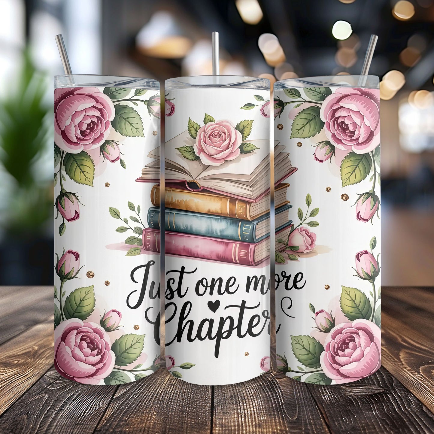 Just One More Chapter Book Lovers  20 oz. Skinny Tumbler